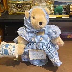 Plush Bear in Blue Gingham Dress